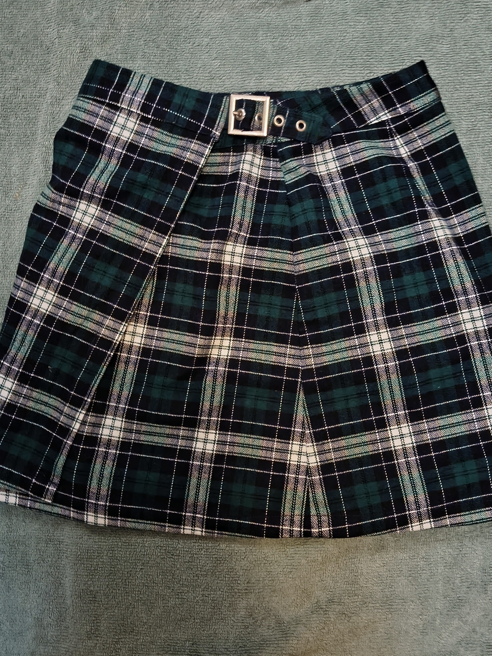 Brandy Melville Plaid Mini Skirt Size 00 Green Black